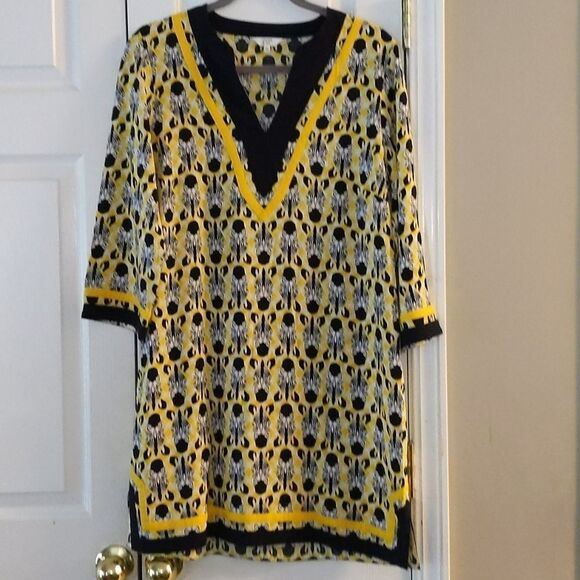Crown & Ivy black yellow zebra print dress.Sz 10 - Picture 1 of 4